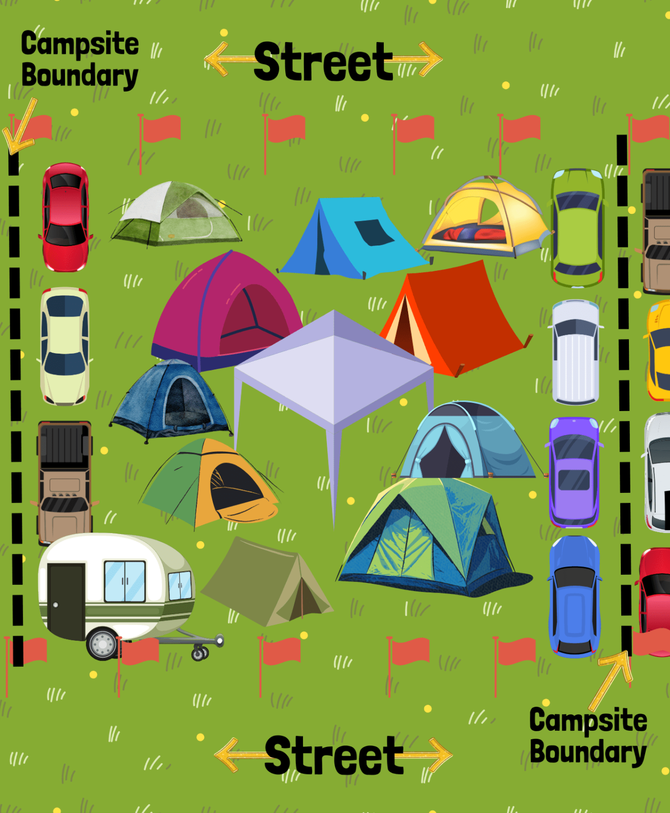 Campsite arrangement mud map